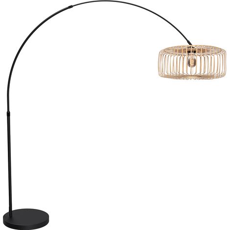 Mexlite - lampadaire - Flair - noir - bambou métal - lampe arquée