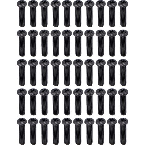 50 vis à métaux tête cylindrique DIN 7985, entièrement filetées, acier zingué noir, M4 × 16 mm
