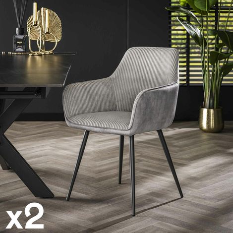 Fauteuil de table gris bi-matière (lot de 2) GALWAY (1/5)