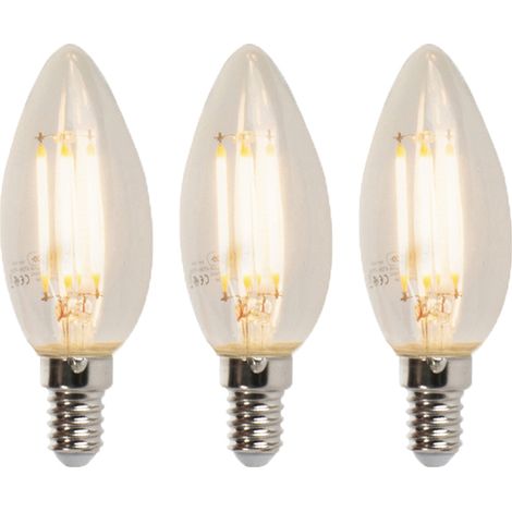 Set of 3 LED E14 Dimmable Candle Bulbs B35 5W 380lm 2700K