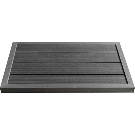 HOME DELUXE - WPC Bodenplatte GAIA - Farbe: Anthrazit, 105 x 63 x 5,5 cm - rutschfest und Splitterfrei I Solarduschenzubehör Fußmatte Bodenplatte Bodenelement WPC-Boden Gartendusche