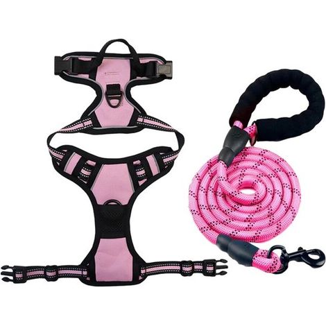 Pettorina per cani, regolabile, riflettente, antistrappo, facile da indossare, con coulisse, altamente traspirante, taglia media (1/5)