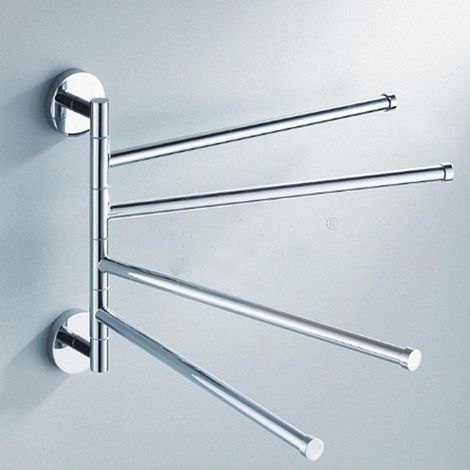 Porte-serviettes 4 Barres Pivotantes, Support De Salle De Bain En Acier Inoxydable, étagère De Suspension (1/5)