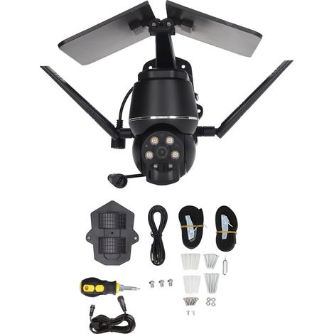 Caméra de Surveillance Solaire 3MP 1080P WiFi 2.4GHz, Caméra Extérieure IP65 Étanche, Vision 360° sans Fil, Détection de Mouvement, pour Maison et Jardin (1/5)