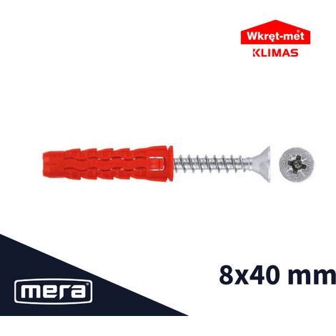 Tasselli universali con fissaggio a vite 8x40 con testa svasata 5x50, 100 pezzi. (1/4)
