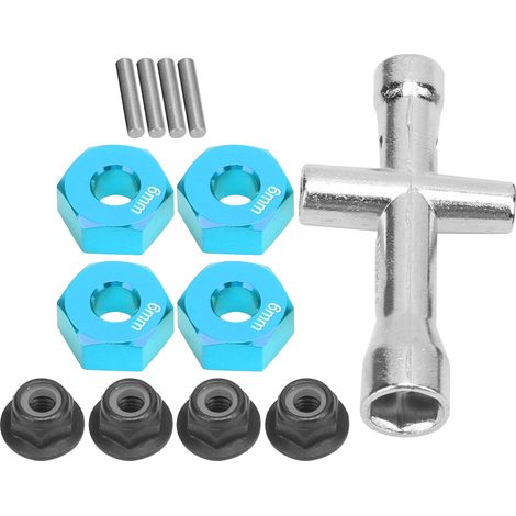 12-mm-Radsechskantnabenadapter, 6 mm dicke M4-Flanschmuttern, Kreuzschlüsselsatz für 1/10 RC-Cars (Blau) (1/5)