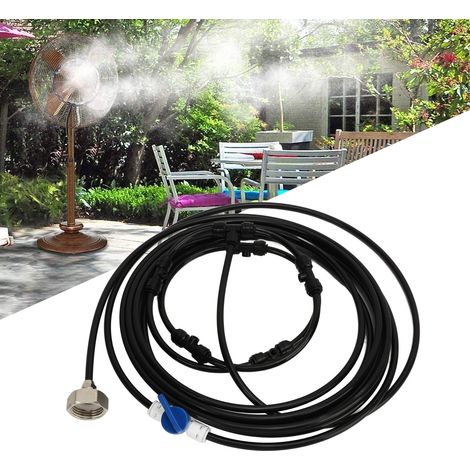 Kit de brumisation pour ventilateur avec adaptateur 3/4, tuyau 19.7ft, 6 buses atomisation cuivre pour patio jardin