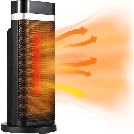 Chauffage portatif 1500 W avec télécommande Chauffage en céramique à oscillation 90 ° 4 modes Minuterie 12 h Protection contre la surchauffe et le renversement Thermostat réglable Silencieux