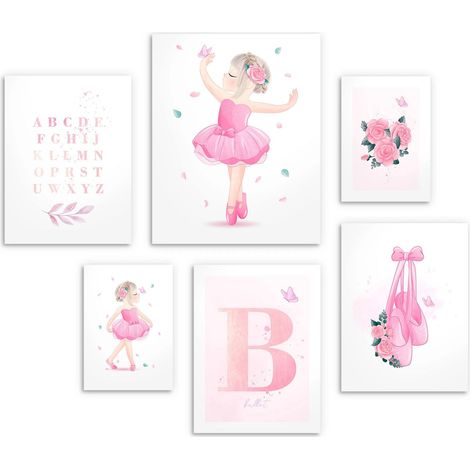 Kinderposter-Set Gallery Pink Ballerina für Mädchen 100x100 (1/5)