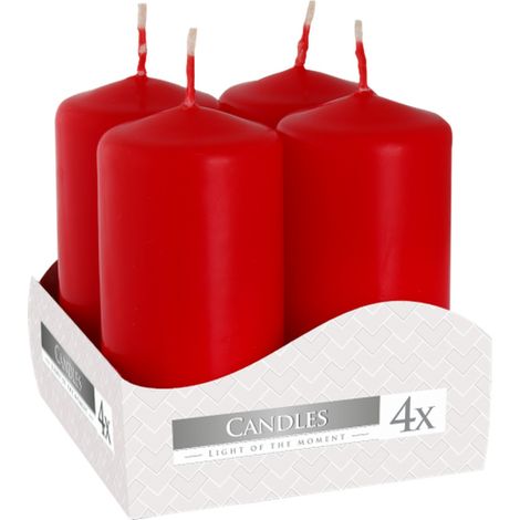 Set de Bougies Piliers 40x80mm (4 pièces) - Rouge- Vendu par 1 (1/4)