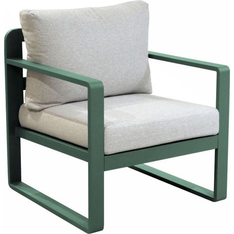 PROLOISIRS Fauteuil sofa - MOJITO II - Aluminium époxy - Amande/Gris