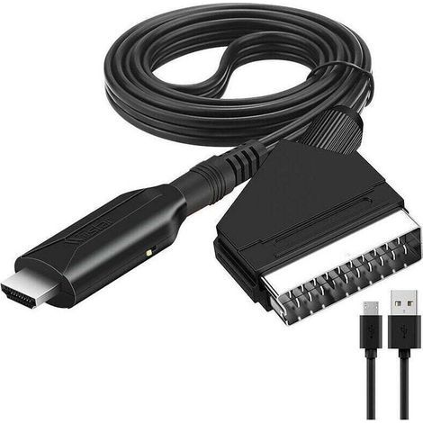 Adaptateur électrique,Câble péritel vers HDMI-Adaptateur péritel vers HDMI-Convertisseur audio vidéo péritel tout en un vers HDMI 1080p/720p (1/4)