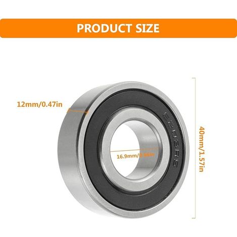 6203 2RS Roulement a Bille, Fabriqué en Acier à Roulements 17 mm x 40 mm x 12 mm, Roulements à Billes à Gorge Profonde Doublement Blindés（4 Pcs） (1/5)