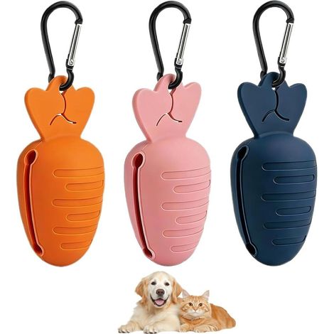 Silicone Dog Poop Bag Dispenser 3 Pieces Dog Poop Bag Holder with Carabiner Lightweight (1/5)