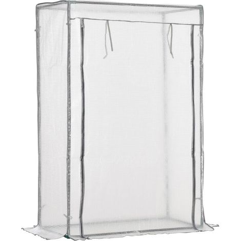 Serra da giardino, serra da balcone, copertura in PE rinforzato, struttura in acciaio, porta avvolgibile con cerniera, 100 x 50 x 150 cm, bianca (1/4)