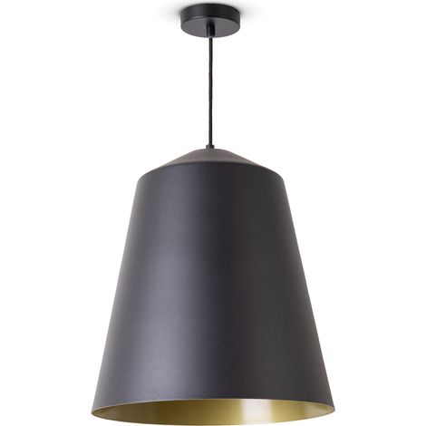 Paco Home Pendelleuchte Wohnzimmer Hängelampe Esstisch Küche Lampenschirm Industrial Pendelleuchte - Schwarz,  Messing (Ø36.5 cm)