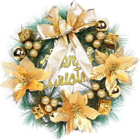 Guirlande De Noël - Avec Pommes De Pin Et Ruban - Décoration Pour Porte Intérieure Extérieure - 1 Pièce