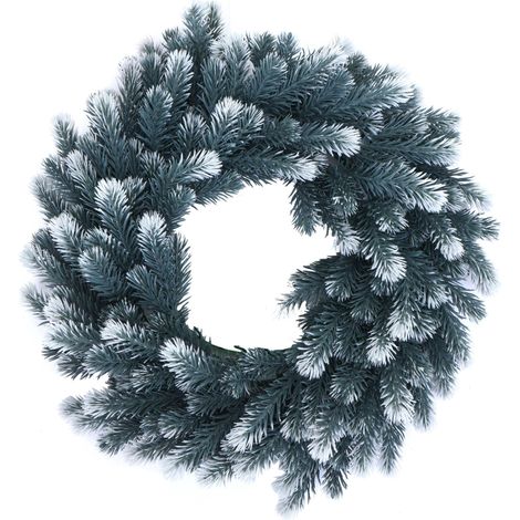 Couronne artificielle HWC-O98, couronne de porte, couronne de table, décoration artificielle Diam. 60 cm- sapin avec nei