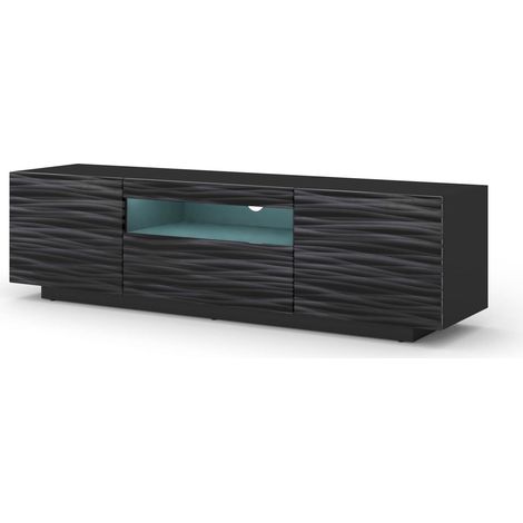 Mobile TV universale Aura 150 cm da appendere o da posizionare sotto il mobile TV - buffet Hi-Fi - Sahara 3D nero con LED