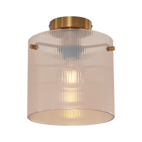 QAZQA Lampada da soffitto laura - Art déco - Vetro,Metallo - Ottone/Oro/Ottone - Tondo Max. 1 x Watt