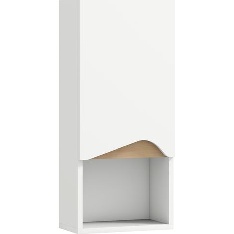 Armadietto da bagno da parete bianco con anta soft-close e vano aperto 30 x 17 x 67 cm (1/5)