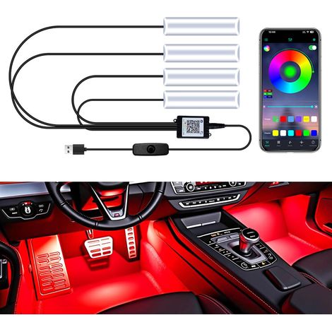 Bande LED Voiture RGB USB 5V Bluetooth APP Éclairage Intérieur Auto 5050 LED Multicolore Avec Synchronisation Musique, 16 Millions Couleurs, Installation Facile Pour Ambiance Auto (1/5)