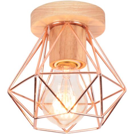 royaluxe- Lampe De Plafond Moderne Plafonnier Cage En Métal Luminaire Plafonnier Rétro Intérieur Or Rose Pour Couloir Bar Club (1/5)