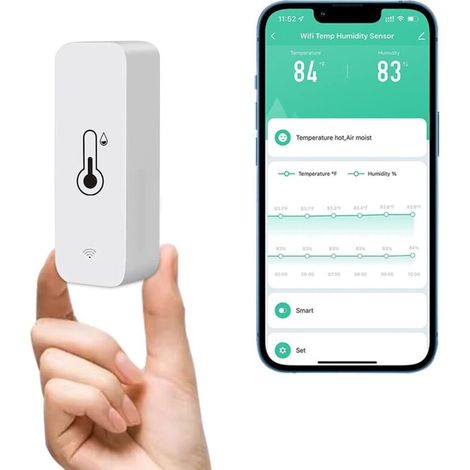 Termometro e igrometro WiFi con sensore, monitor wireless di temperatura e umidità per la casa, monitoraggio remoto in tempo reale, termoigrometro intelligente con memorizzazione dei dati.