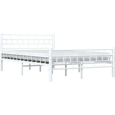 Lit adulte pour 2 personnes, Structure de lit, Assemblage Facile, Blanc Métal 140 x 200 cm OIB8225E (1/4)
