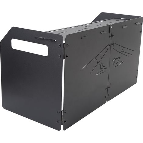 Pare-vent pliable pour réchaud à gaz de camping, avec sac de rangement, idéal pour la randonnée, les pique-niques et la cuisine en extérieur (4 plis, noir). (1/5)