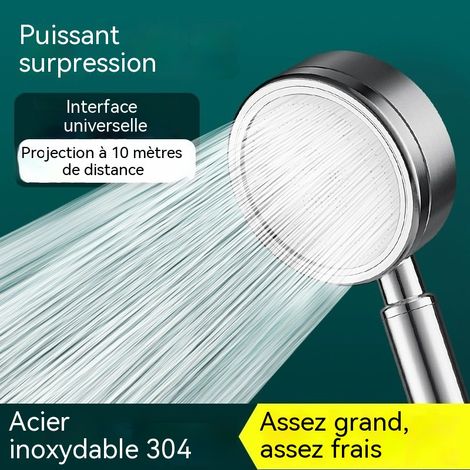 Pommeau de douche haute pression universel pour salle de bain, chauffe eau et maison, douchette surpressée à visser, embout de douche puissant (1/3)