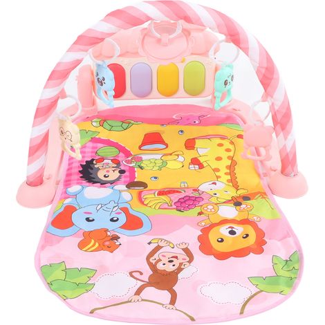 Tapis d'éveil musical pour bébé, avec piano, rose, idéal pour l'éveil sensoriel et le développement des tout-petits. (1/5)