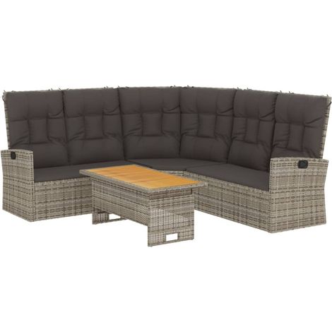 Mobili da giardino mobili da esterno Set di mobili da 2 pezzi con cuscini grigi in resina intrecciata 020015893