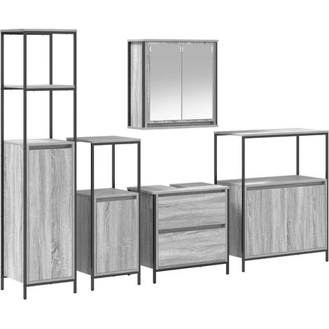 Maison Exclusive - Juego de muebles de baño 5 pcs Gris Madera de