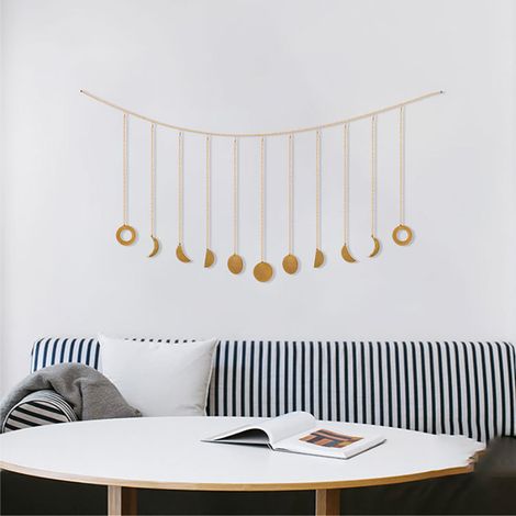 Décoration Murale Lune en Métal Doré 200cm x 29cm Garland Phase Lunaire Douce pour Mur Chambre Cadeau (1/4)