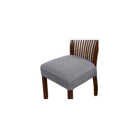 Housses de siège extensibles en spandex pour chaises de salle à manger et de cuisine - Lot de 6, Gris tourterelle (1/5)