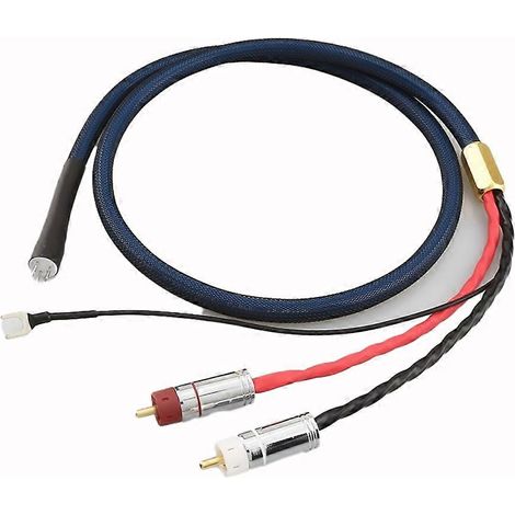 Câble audio phono pour bras de lecture, plaqué argent OFC avec blindage, 5 DIN mâle vers RCA à fiche en U, avec fil de terre (1/5)