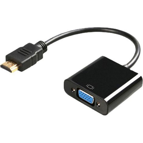 Câble HDMI vers VGA HD 1080p, adaptateur VGA pour moniteur, ordinateur de bureau, ordinateur portable et projecteur, noir, 23,6 cm (9,3 pouces) (1/5)