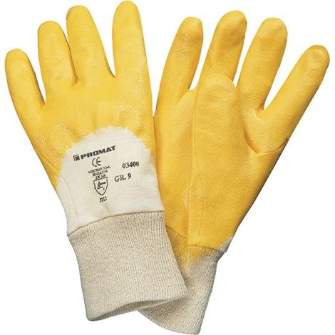 PROMAT Handschuhe Lippe Größe 9 gelb Nitrilbeschichtung EN 388 PSA-Kategorie II (1/3)