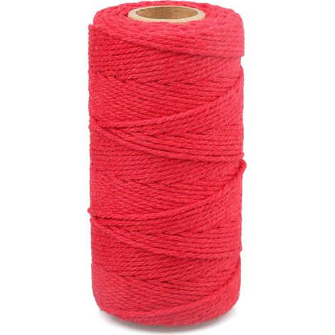 Corde Macramé en Coton Ficelle Decorative 2mm x 100M pour Bricolage, Travaux Manuels, Emballage Cadeau - Rouge