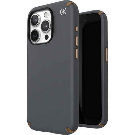 Funda Speck Presidio2 Pro MagSafe para iPhone 15 Pro (Gris carbón / Bronce frío / Blanco) (1/5)