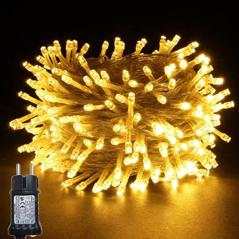 Weihnachts-LED-Lichterkette, 100 warmweiße LEDs auf transparentem Kabel für Weihnachten, Baum, Zuhause, Partys, Hochzeiten, Geburtstag, Neujahr