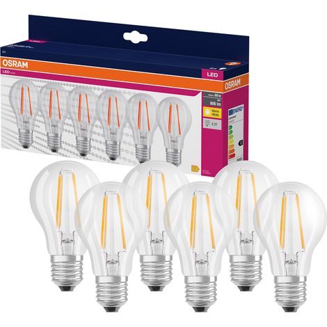 Ampoule LED OSRAM A60 claire, 6 pièces, E27, 6,5 W, 806 lm, 2700 K
