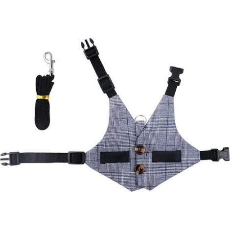 Harnais de vêtements pour lapin-M, ensemble harnais et ceinture avec boutons décoratifs, adapté aux petits animaux (1/5)