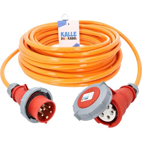 Kalle Verlängerungskabel CEE 400V 16A 2,5mm² Extreme Signal Orange Aquasafe IP67 Phasenwender 40 Meter