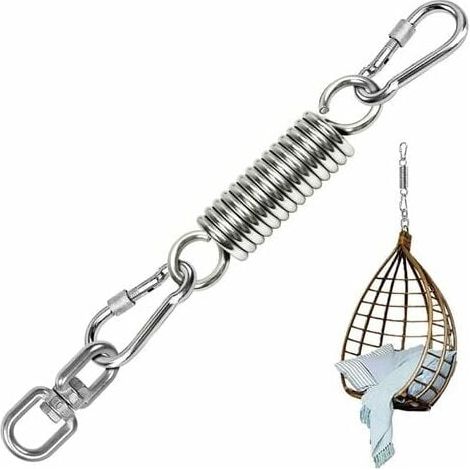 Ressort de suspension, ressort en acier, hamac à ressort pivotant avec 2 mousquetons et émerillon à 360°