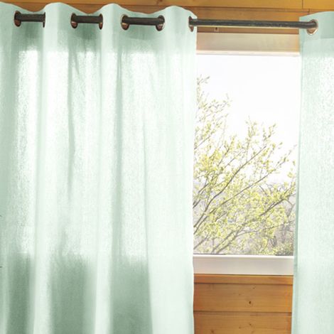 SOPHIE - Rideau 140x260cm Coton Coloris Menthe oeillets Inox