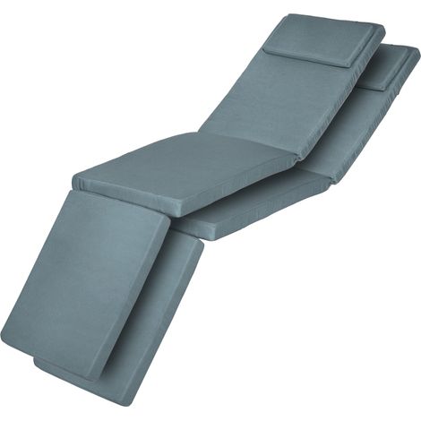 Lot de 2 coussins de transat de luxe LoftLux DC, 175 x 45 x 5 cm, bleu pigeon (1/5)