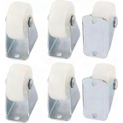 6 PP 1-Zoll-Rollen, feste Räder für Möbel, stabile, flache Basis, Wagen, Stühle, Heimgebrauch (1/5)