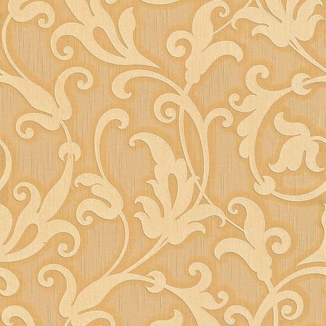 BRICOFLOR Papier peint baroque Tapisserie baroque Papier peint intissé Jaune Gris Orange - 10,05 x 0,53 m (1/5)